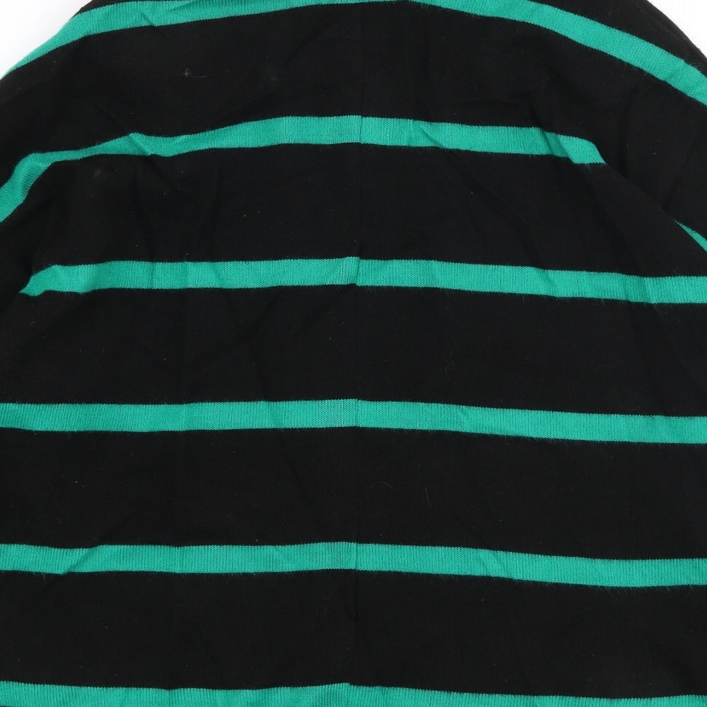 Preworn Womens Black Roll Neck Striped Acrylic Pullover Jumper One Size
