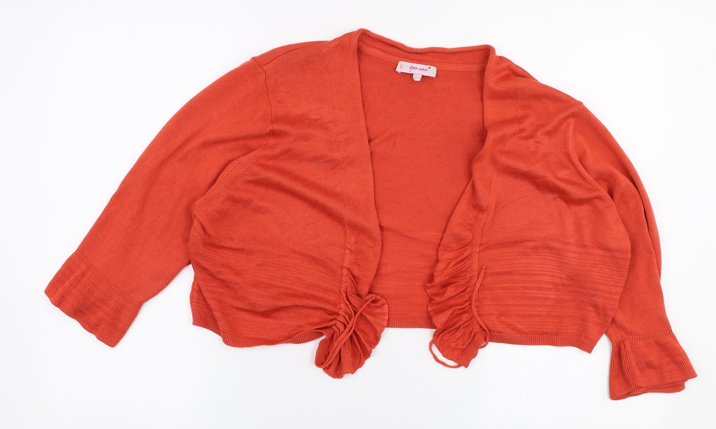 Per Una Womens Orange V-Neck  Polyester Cardigan Jumper Size 22