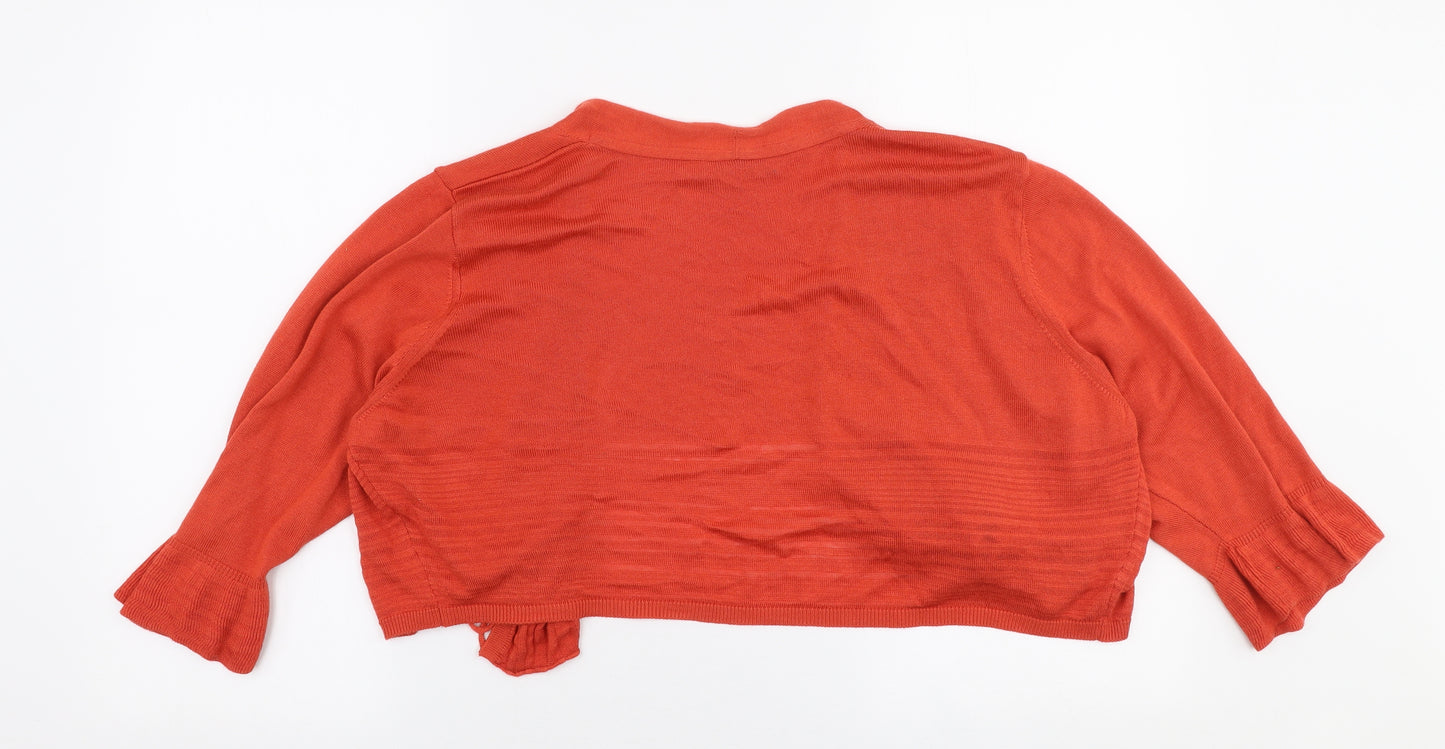Per Una Womens Orange V-Neck  Polyester Cardigan Jumper Size 22