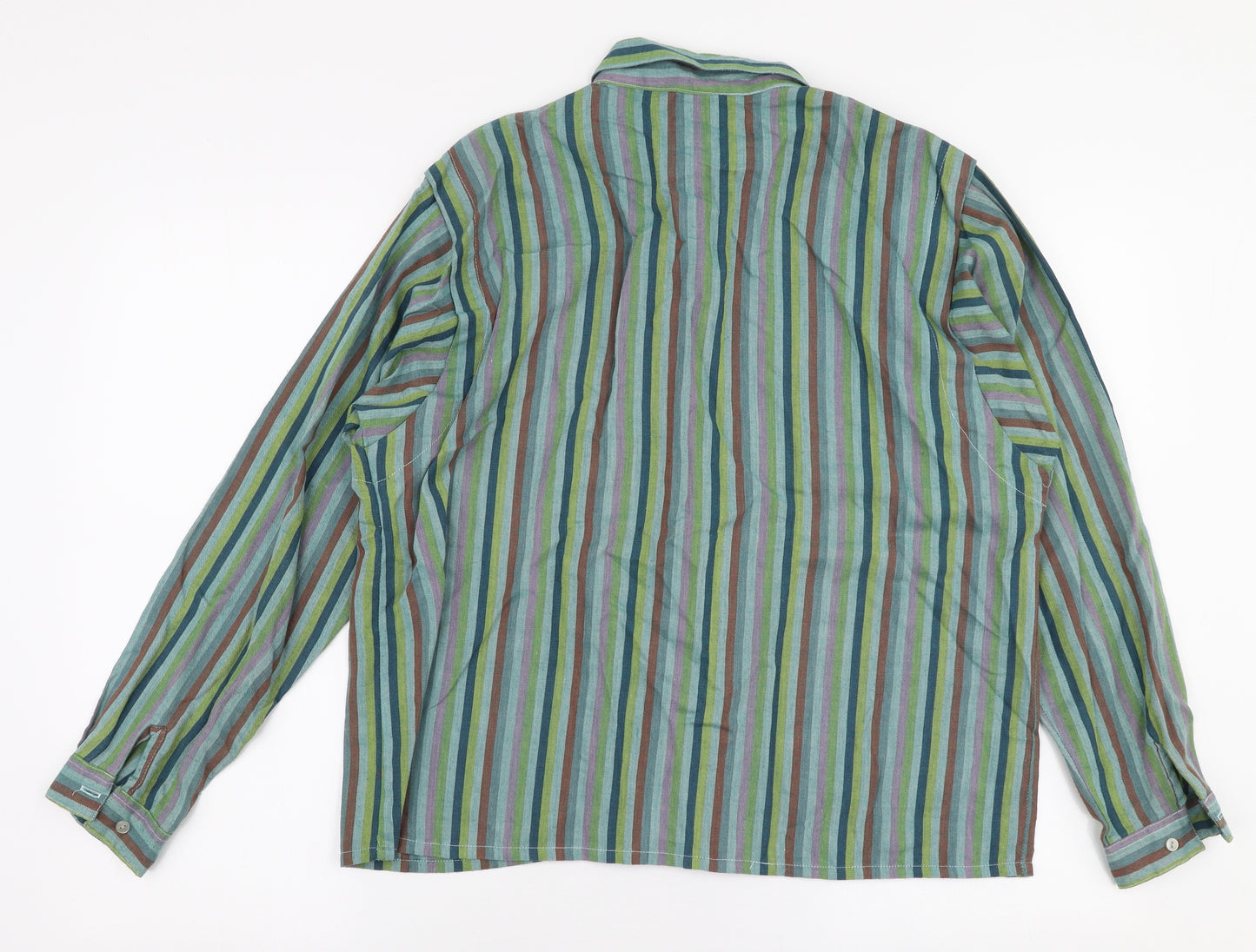 C&A Womens Multicoloured Striped Polyester Basic Button-Up Size 18 Collared