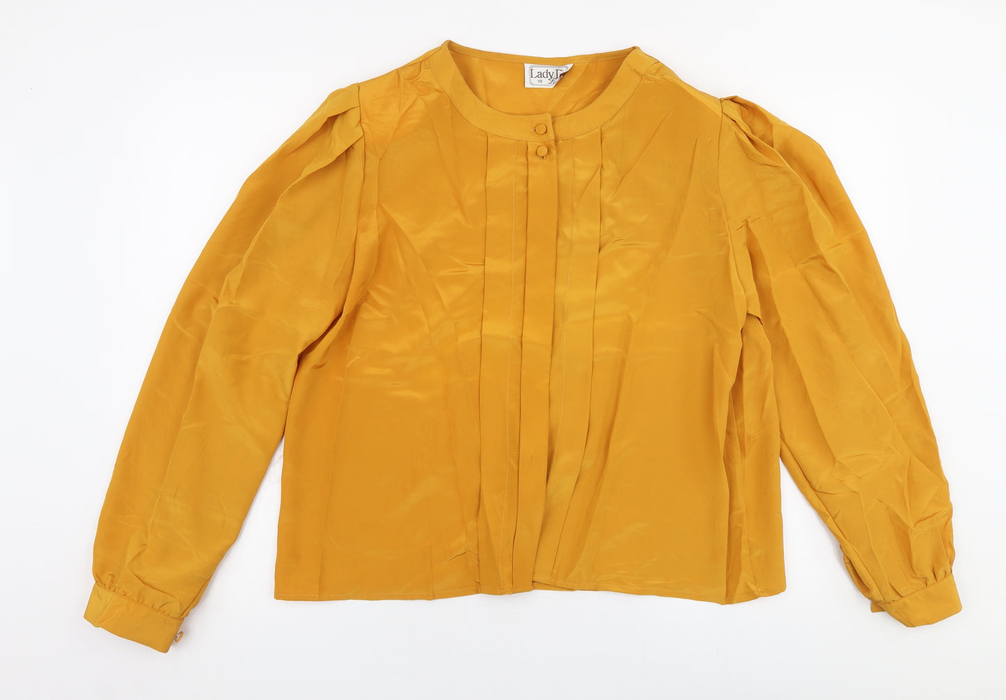 Lady Di  Womens Yellow  Polyester Basic Blouse Size 18 Round Neck