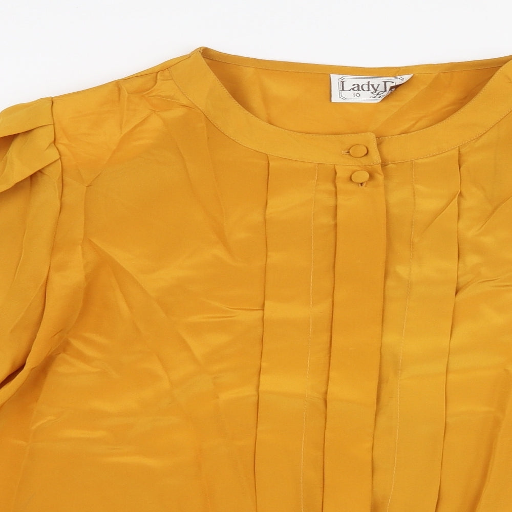 Lady Di  Womens Yellow  Polyester Basic Blouse Size 18 Round Neck