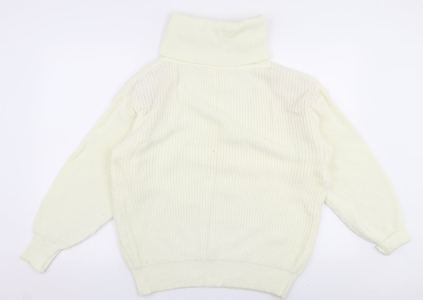 Preworn Womens White Roll Neck  Acrylic Pullover Jumper Size 18