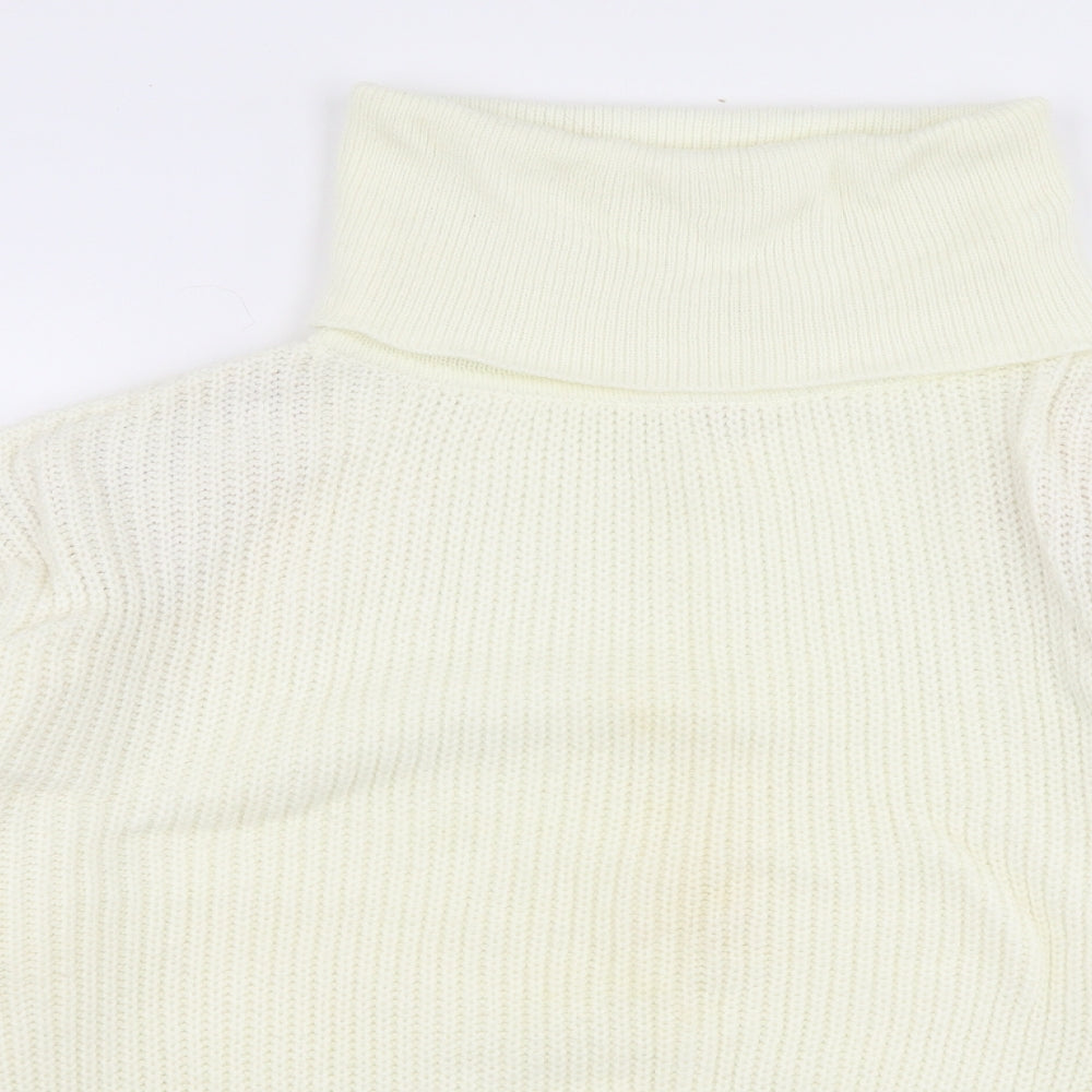Preworn Womens White Roll Neck  Acrylic Pullover Jumper Size 18