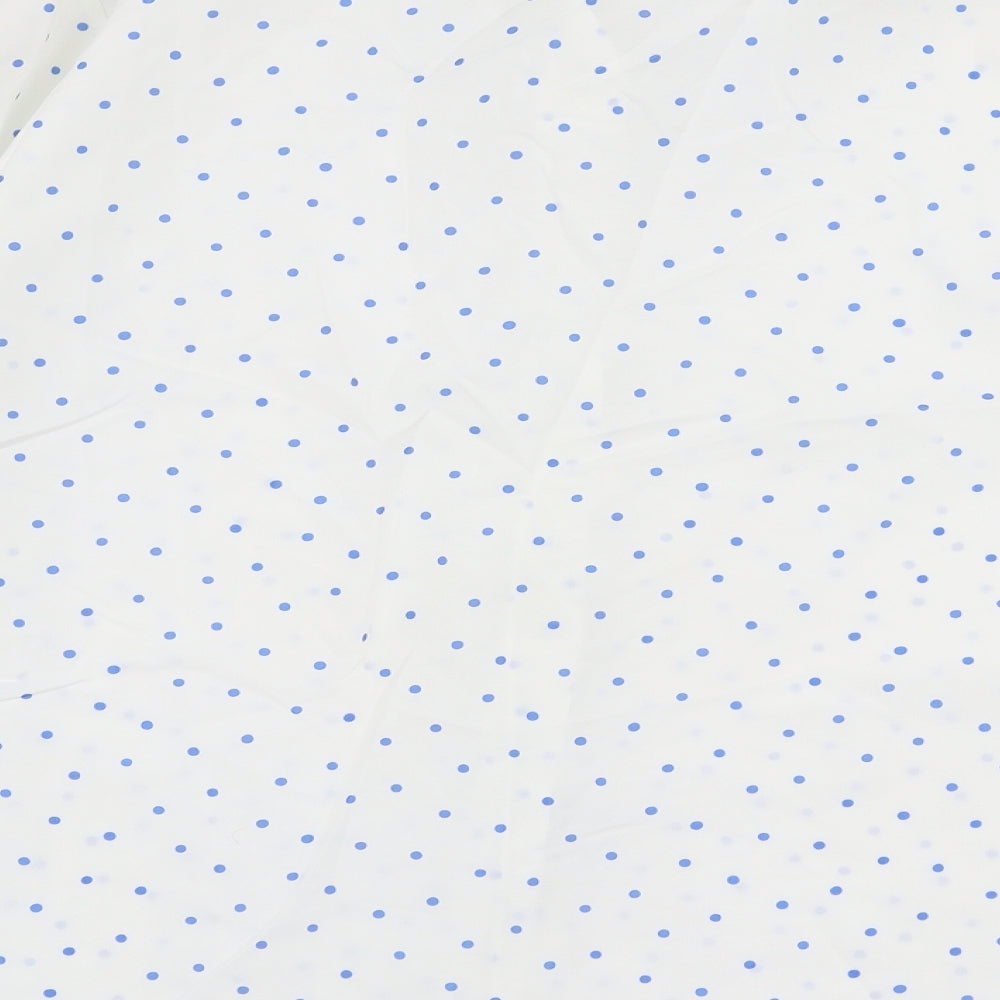 Preworn Womens White Polka Dot Polyester Basic Blouse Size 18 Collared