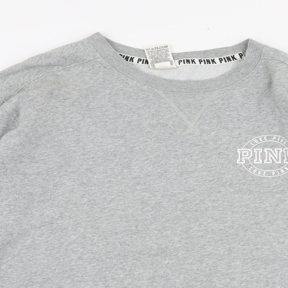 Victoria's Secret Pink Womens Grey  Cotton Pullover Sweatshirt Size M  Pullover