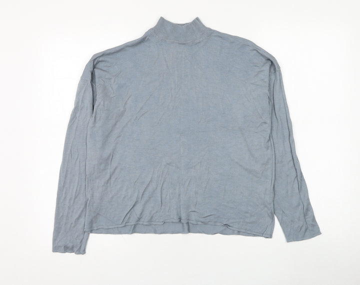 H&M Womens Blue Mock Neck Viscose Pullover Jumper Size S