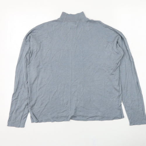 H&M Womens Blue Mock Neck  Viscose Pullover Jumper Size S