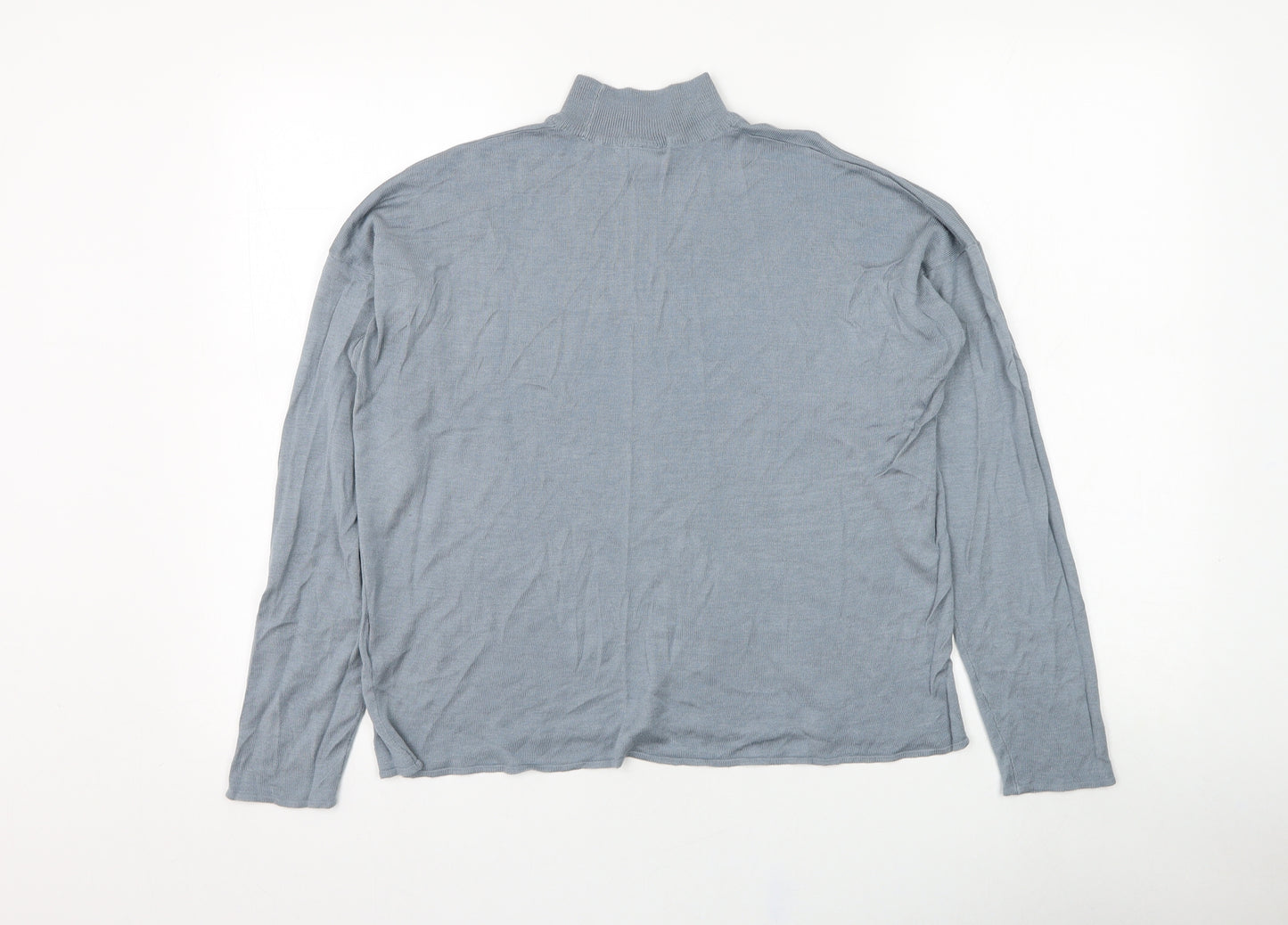 H&M Womens Blue Mock Neck  Viscose Pullover Jumper Size S