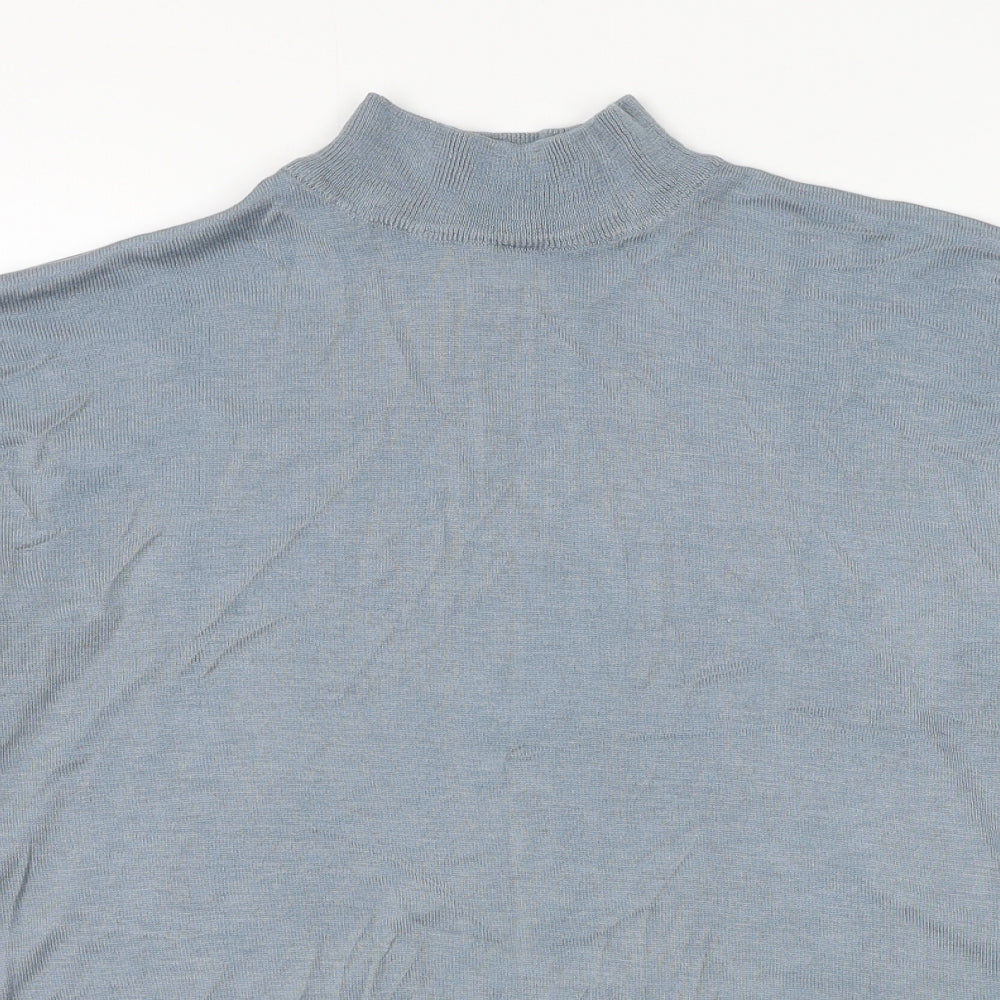 H&M Womens Blue Mock Neck  Viscose Pullover Jumper Size S