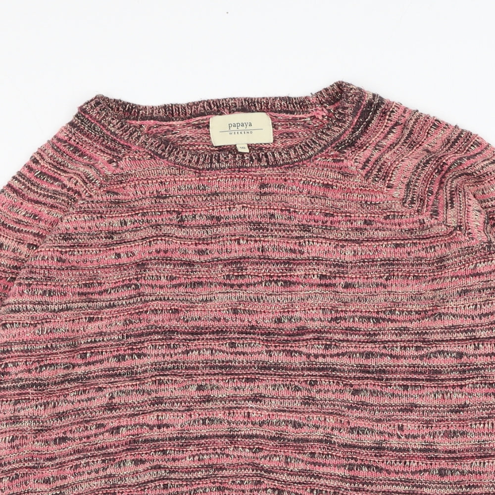 Papaya Womens Pink Round Neck  Acrylic Pullover Jumper Size 16