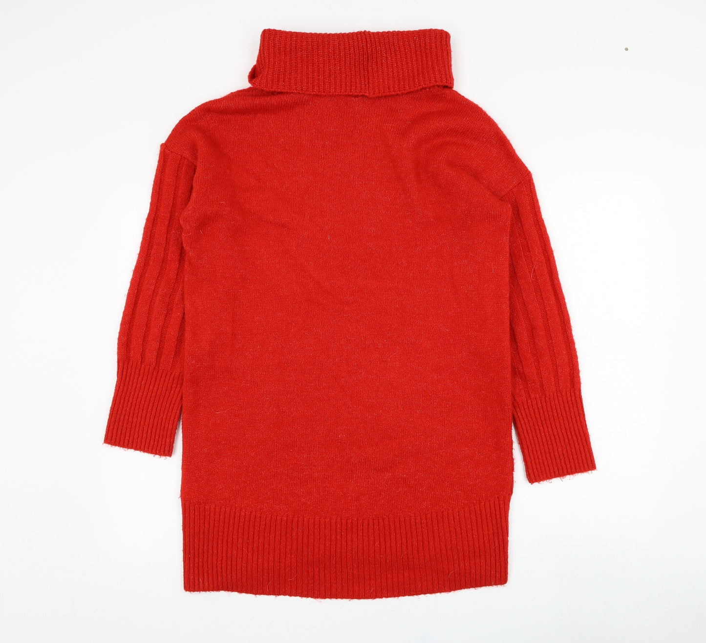 TU Womens Red Roll Neck  Acrylic Pullover Jumper Size 10