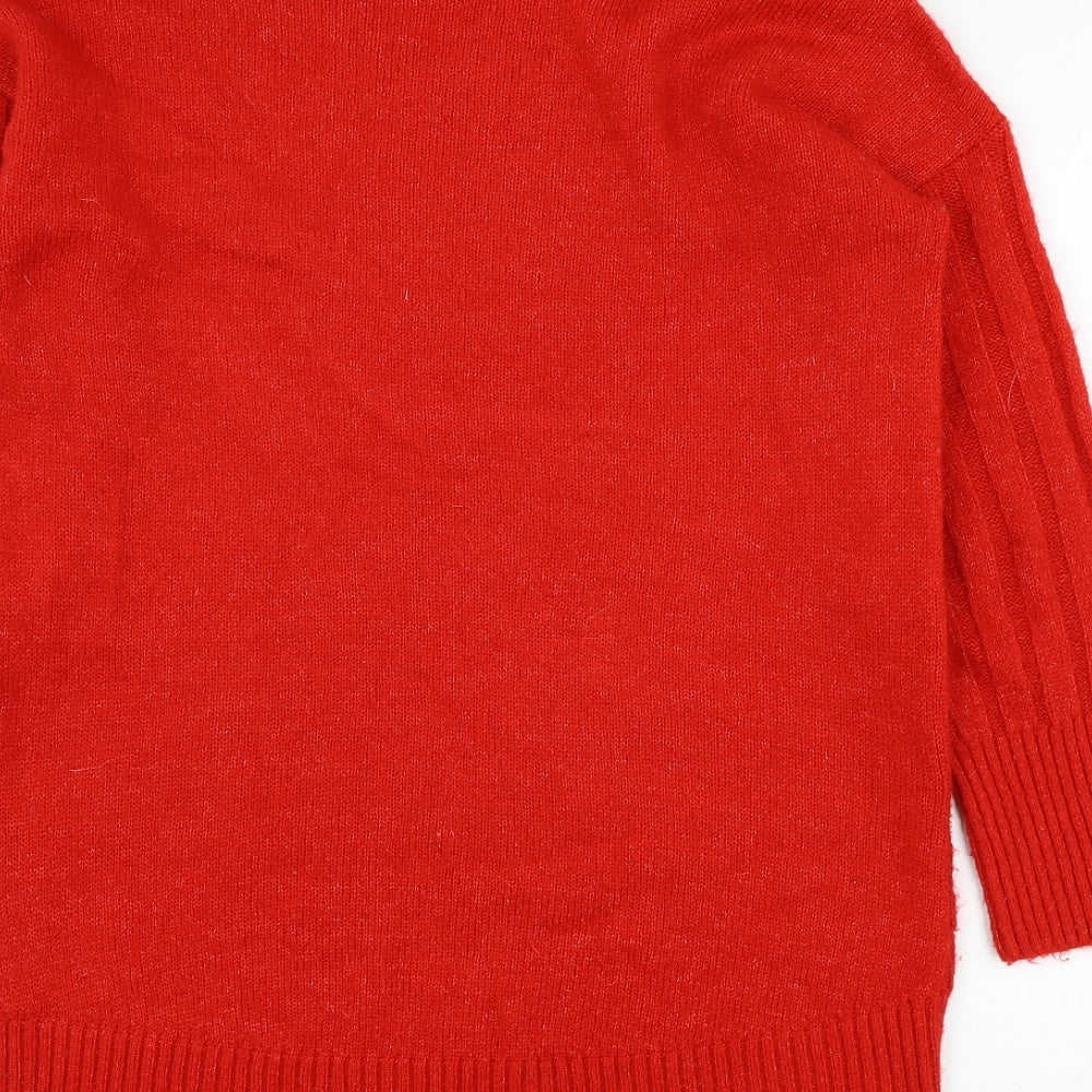 TU Womens Red Roll Neck  Acrylic Pullover Jumper Size 10