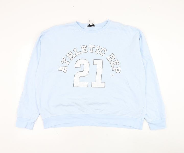 Topshop Womens Blue  Cotton Pullover Sweatshirt Size L  Pullover - Athletic Dept.