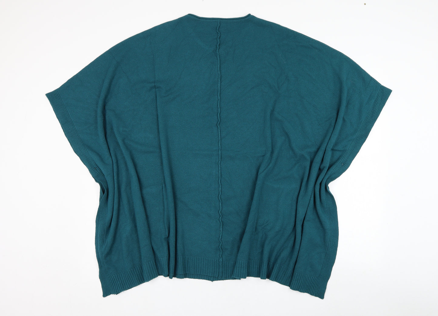 M & V Womens Green Round Neck  Polyester Cape Jumper Size L