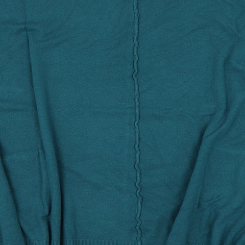 M & V Womens Green Round Neck  Polyester Cape Jumper Size L