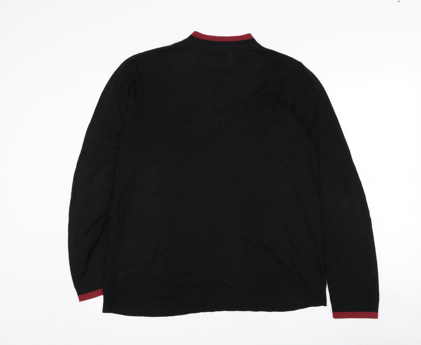 Topman Mens Black Mock Neck  Viscose Pullover Jumper Size M