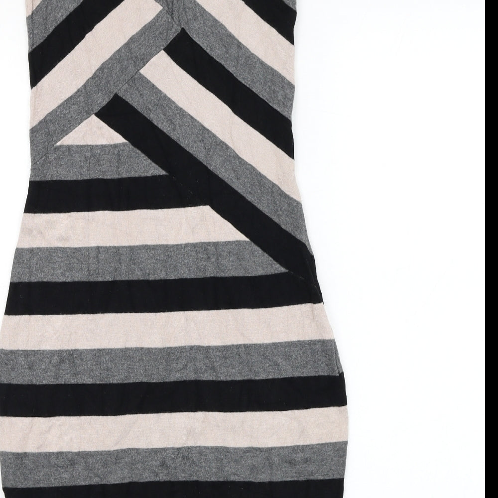 Ted Baker Womens Grey Striped Polyester Jumper Dress  Size S  Round Neck Pullover