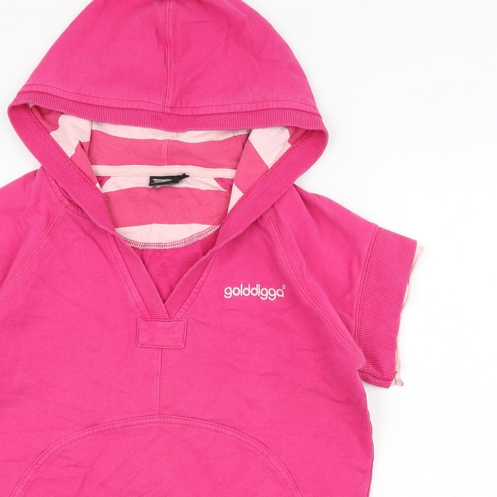 Golddigga Womens Pink  Cotton Pullover Hoodie Size L  Pullover