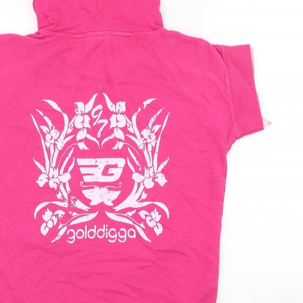Golddigga Womens Pink  Cotton Pullover Hoodie Size L  Pullover