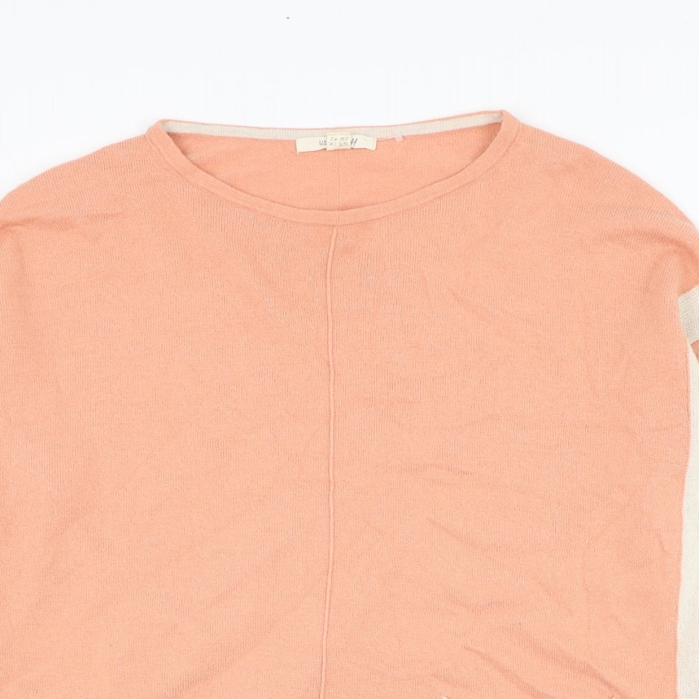 White Stuff Womens Pink Round Neck  Viscose Pullover Jumper Size 14