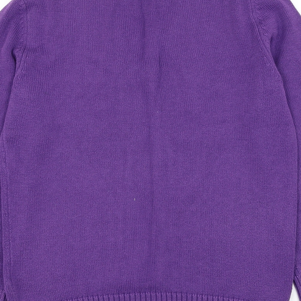 Damart Womens Purple V-Neck  Cotton Pullover Jumper Size 10