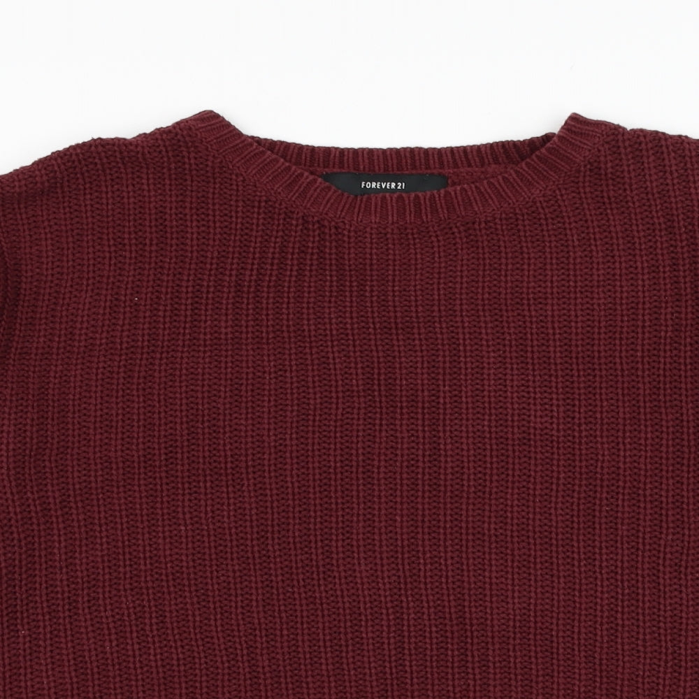 FOREVER 21 Womens Purple Round Neck  Polyester Pullover Jumper Size L
