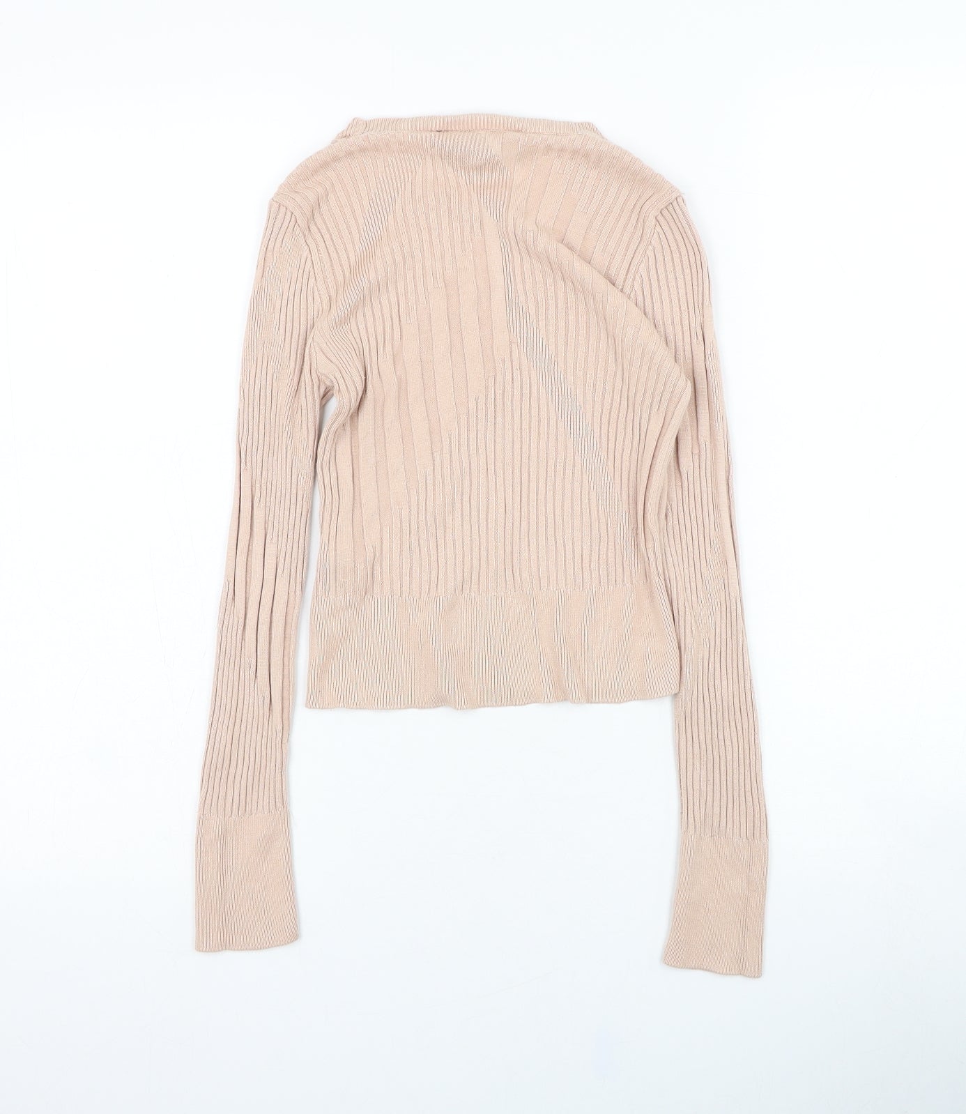 Topshop Womens Beige Round Neck  Viscose Pullover Jumper Size 6