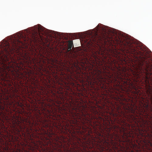 Divided by H&M Womens Red Round Neck  Acrylic Pullover Jumper Size M