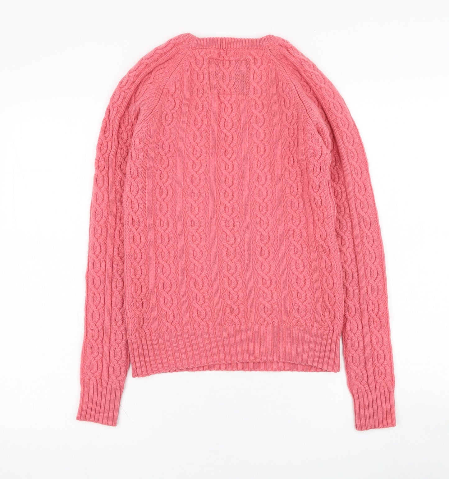 Jack Wills Womens Pink Round Neck  Wool Pullover Jumper Size 10