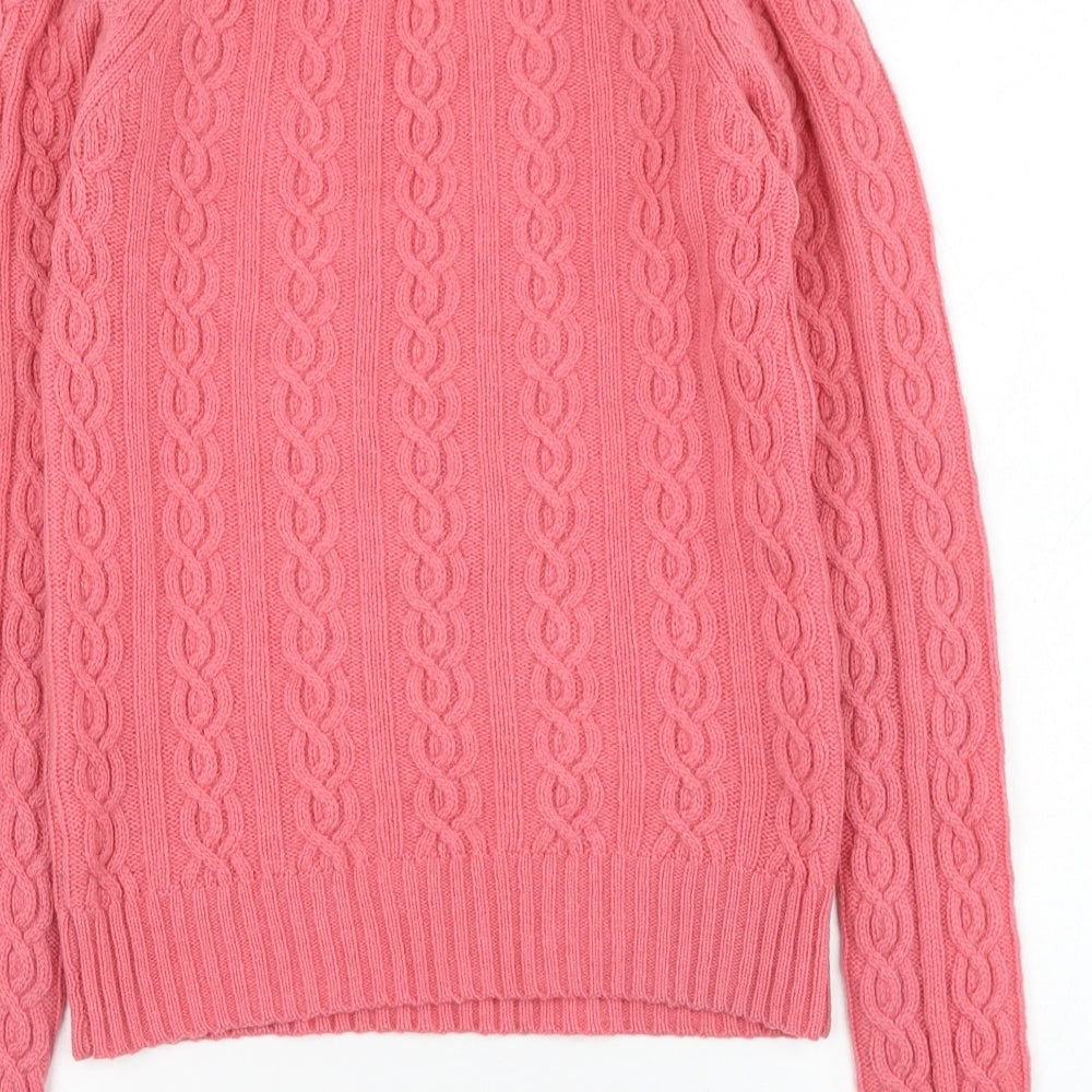 Jack Wills Womens Pink Round Neck  Wool Pullover Jumper Size 10