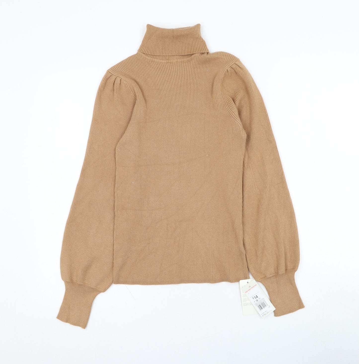 F&F Womens Brown Roll Neck  Viscose Pullover Jumper Size 12