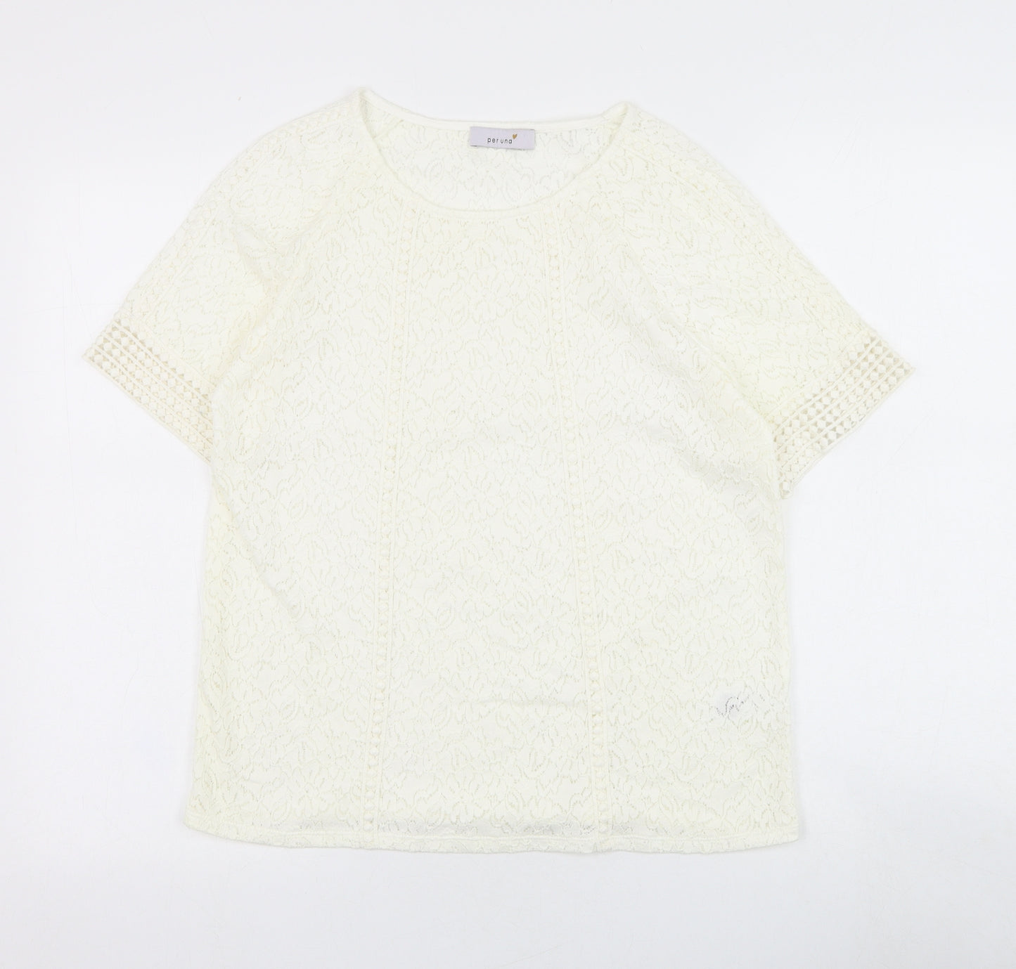 Marks and Spencer Womens White  Polyamide Basic Blouse Size 10 Round Neck