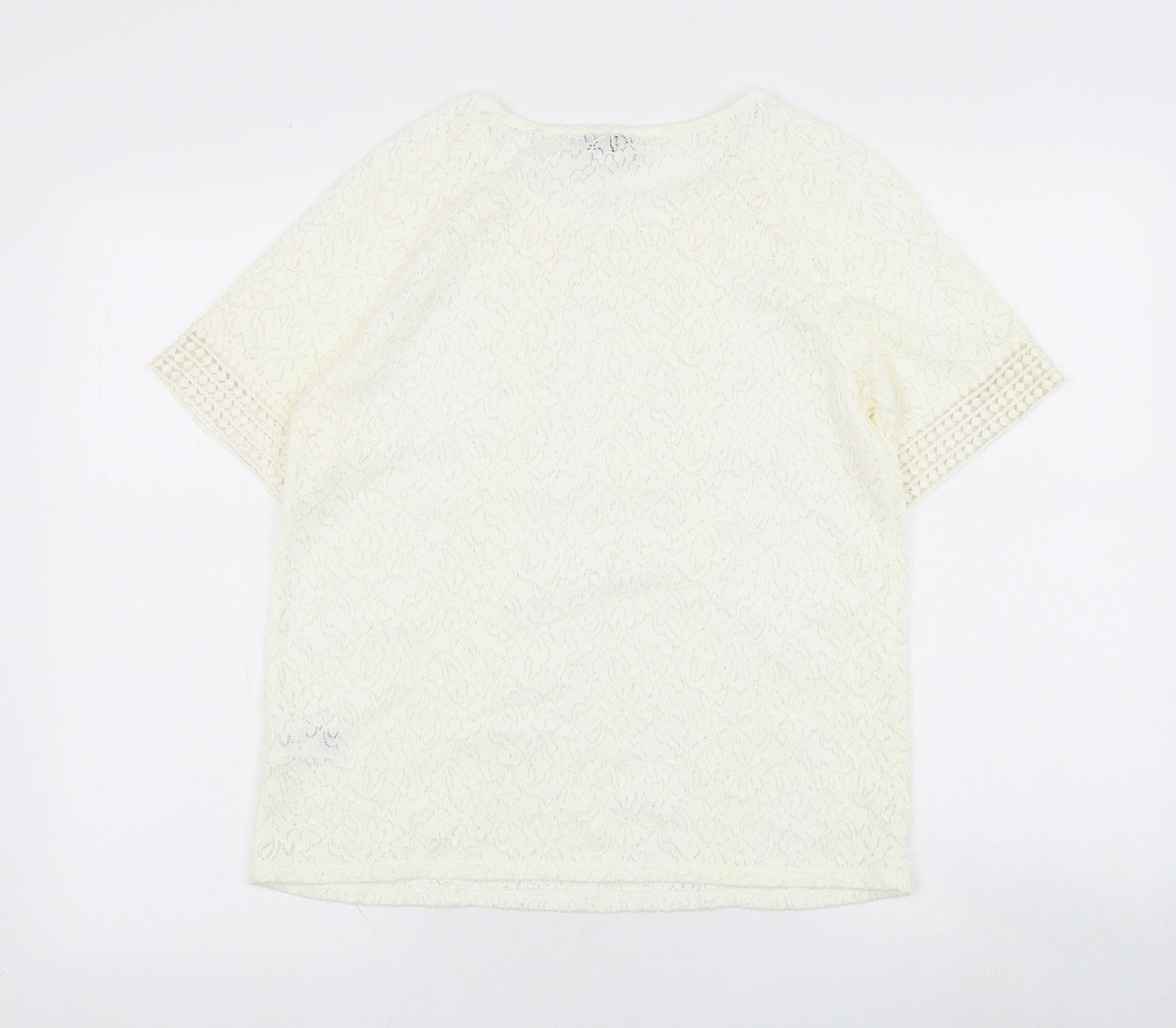 Marks and Spencer Womens White  Polyamide Basic Blouse Size 10 Round Neck