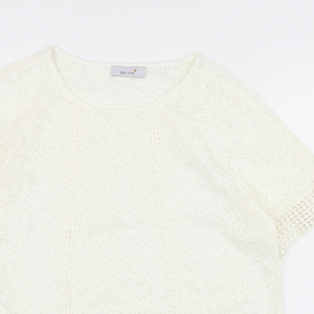 Marks and Spencer Womens White  Polyamide Basic Blouse Size 10 Round Neck