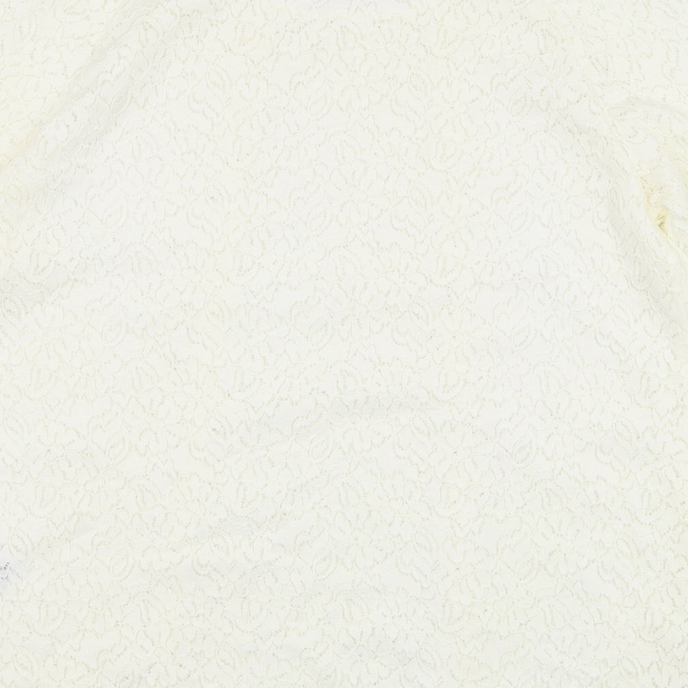 Marks and Spencer Womens White  Polyamide Basic Blouse Size 10 Round Neck