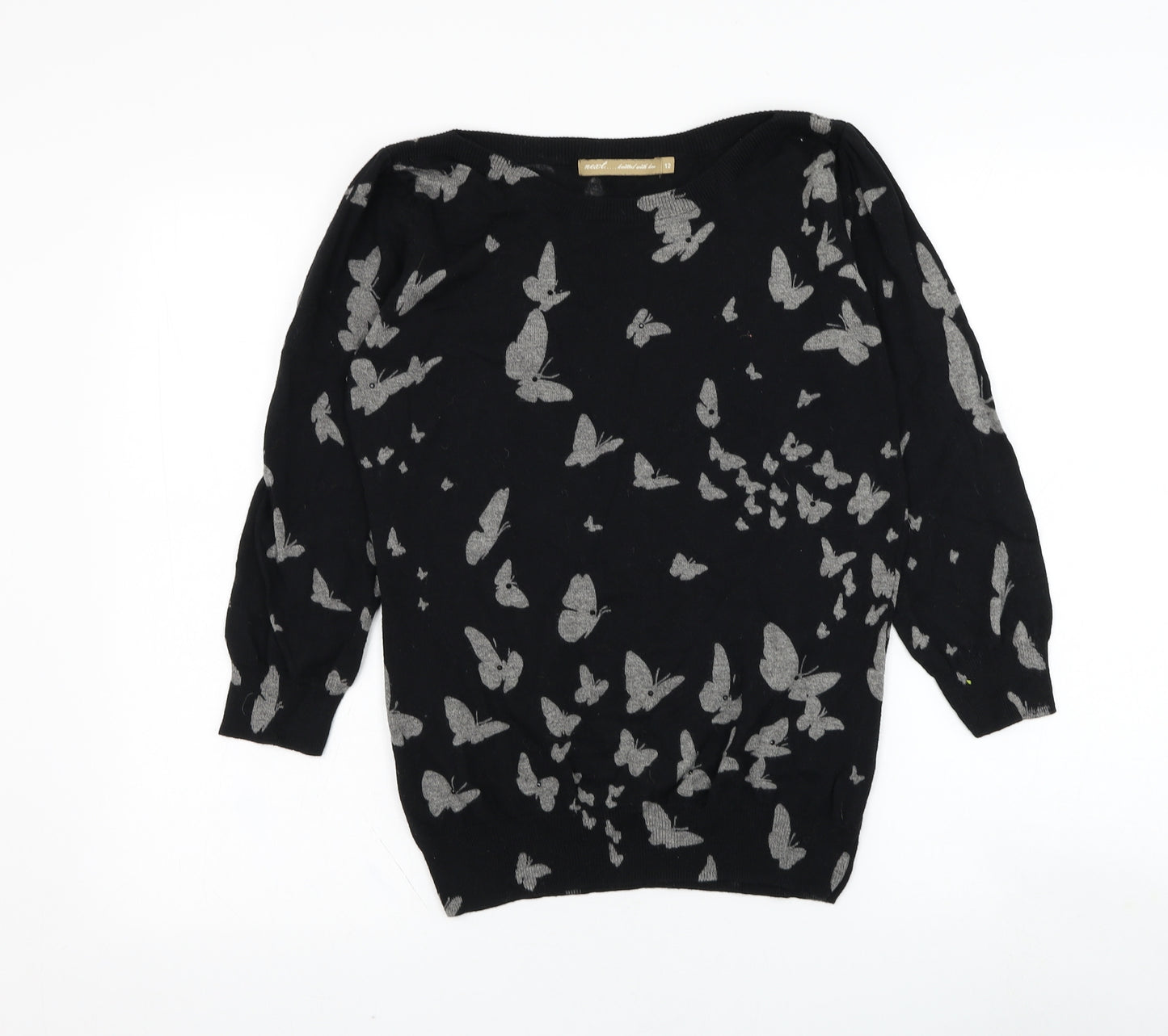 NEXT Womens Black Round Neck  Polyester Pullover Jumper Size 12   - Butterfly