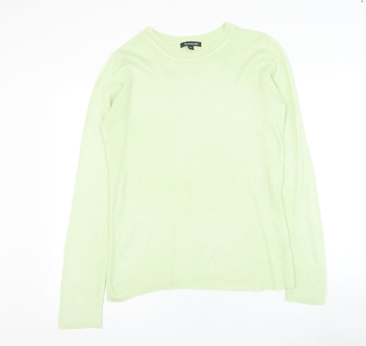 Bonmarché Womens Green Round Neck Acrylic Pullover Jumper Size 10