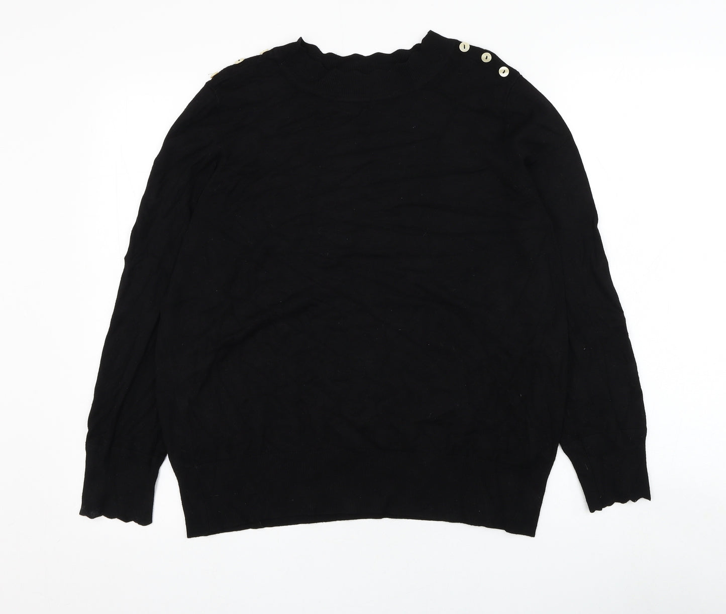 Wallis Womens Black Round Neck  Viscose Pullover Jumper Size 18