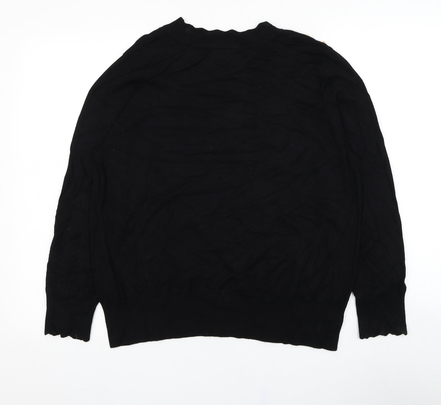 Wallis Womens Black Round Neck  Viscose Pullover Jumper Size 18