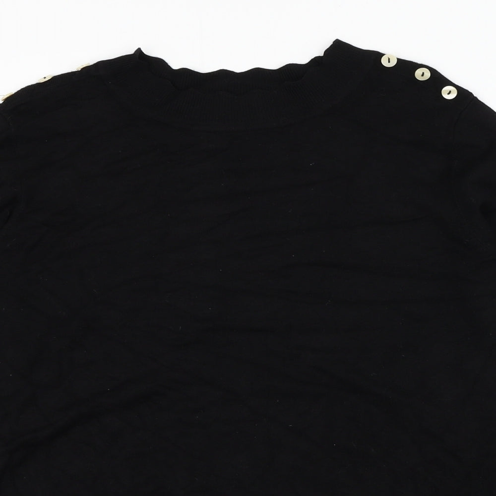 Wallis Womens Black Round Neck  Viscose Pullover Jumper Size 18