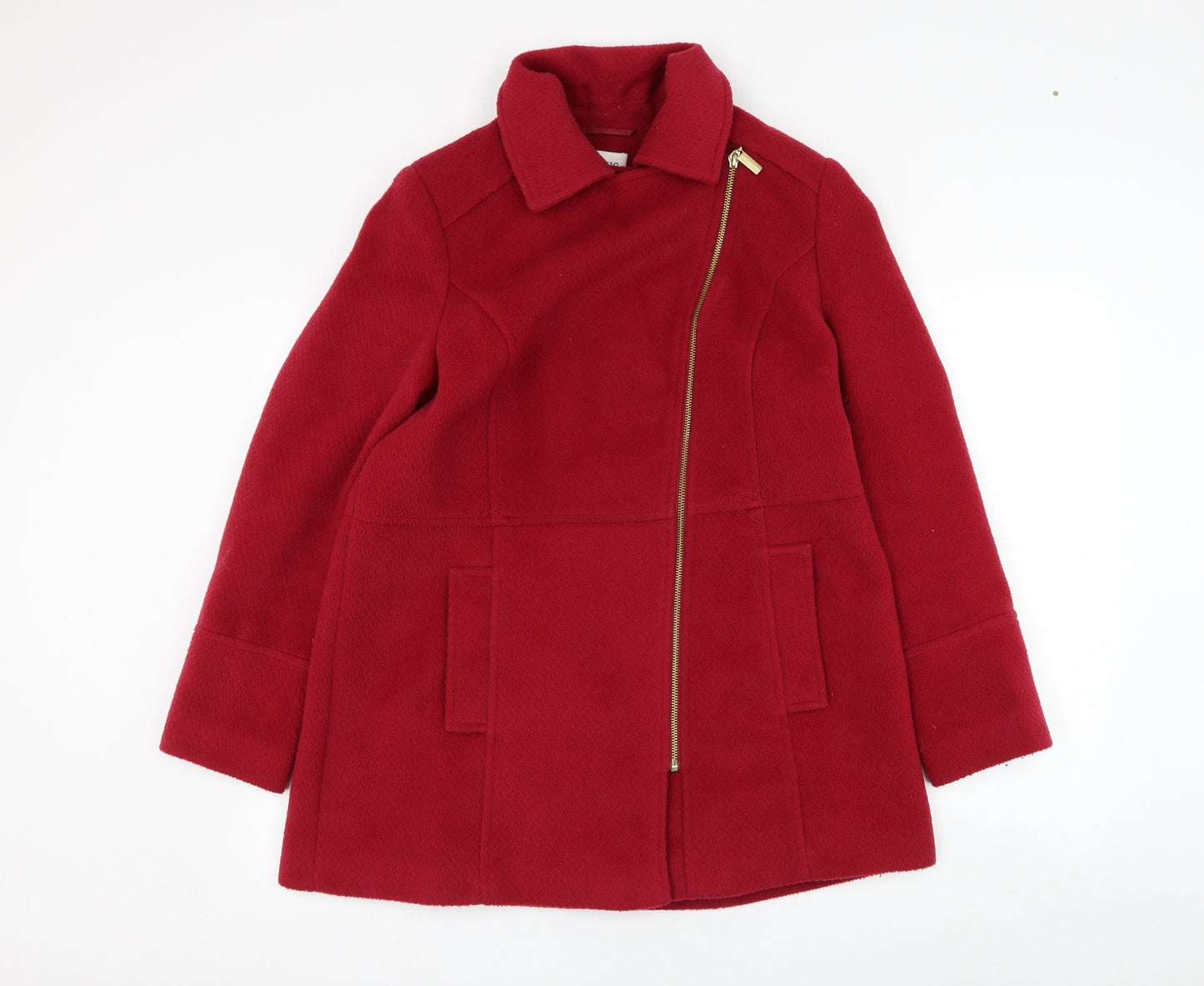 Marks and Spencer Womens Red   Overcoat Coat Size 12  Zip
