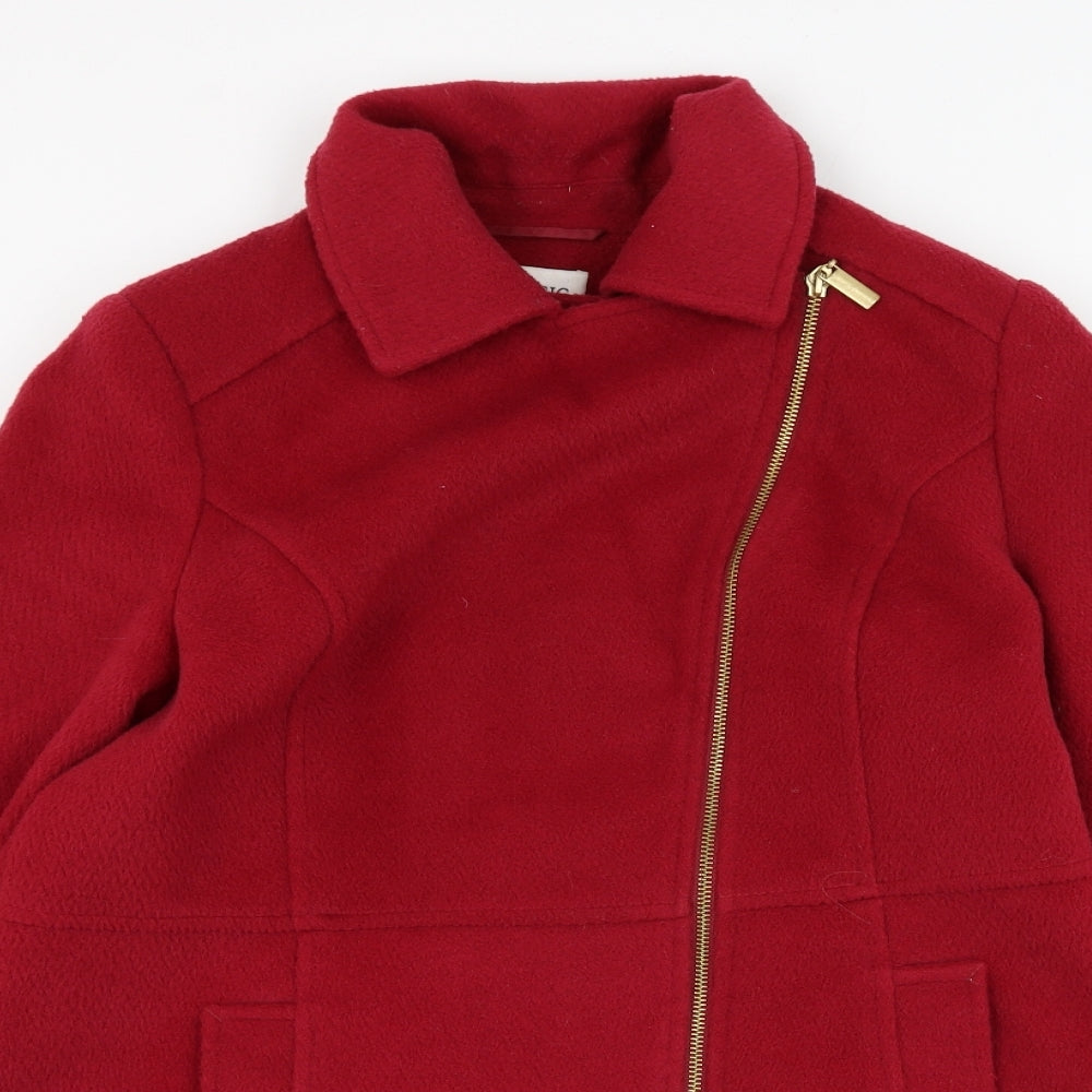 Marks and Spencer Womens Red   Overcoat Coat Size 12  Zip