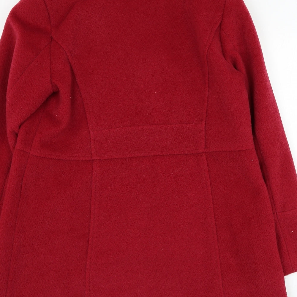 Marks and Spencer Womens Red   Overcoat Coat Size 12  Zip
