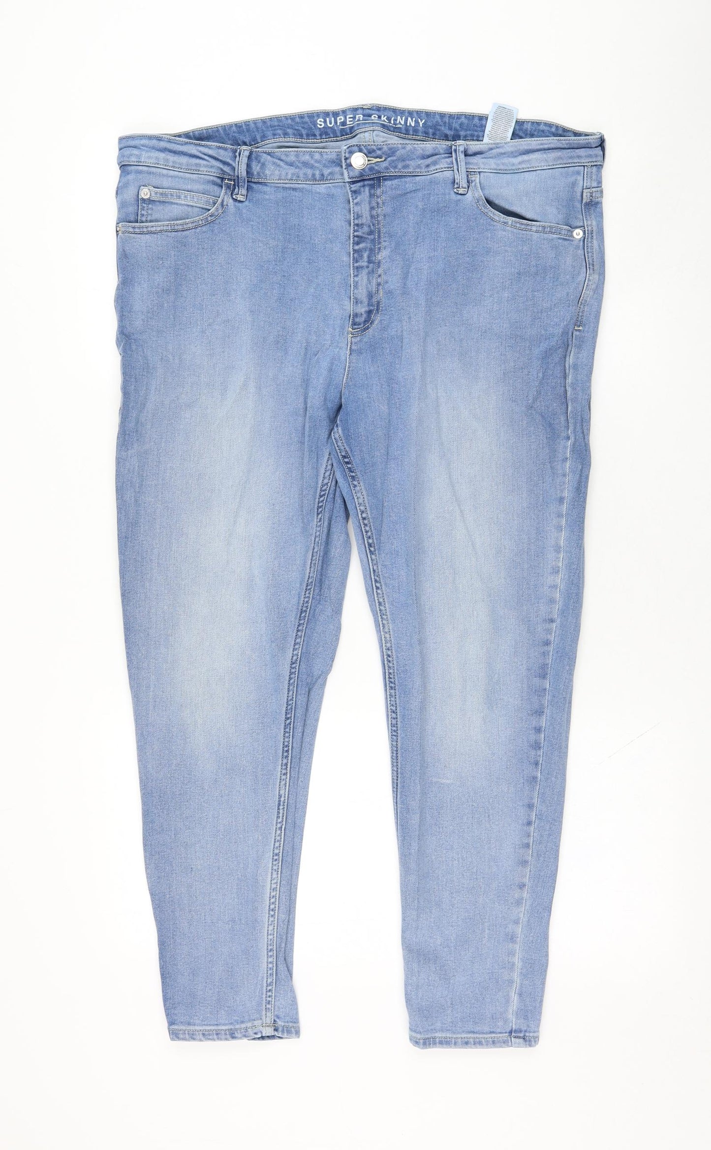 Marks and Spencer Womens Blue  Cotton Straight Jeans Size 18 L26 in Regular Zip
