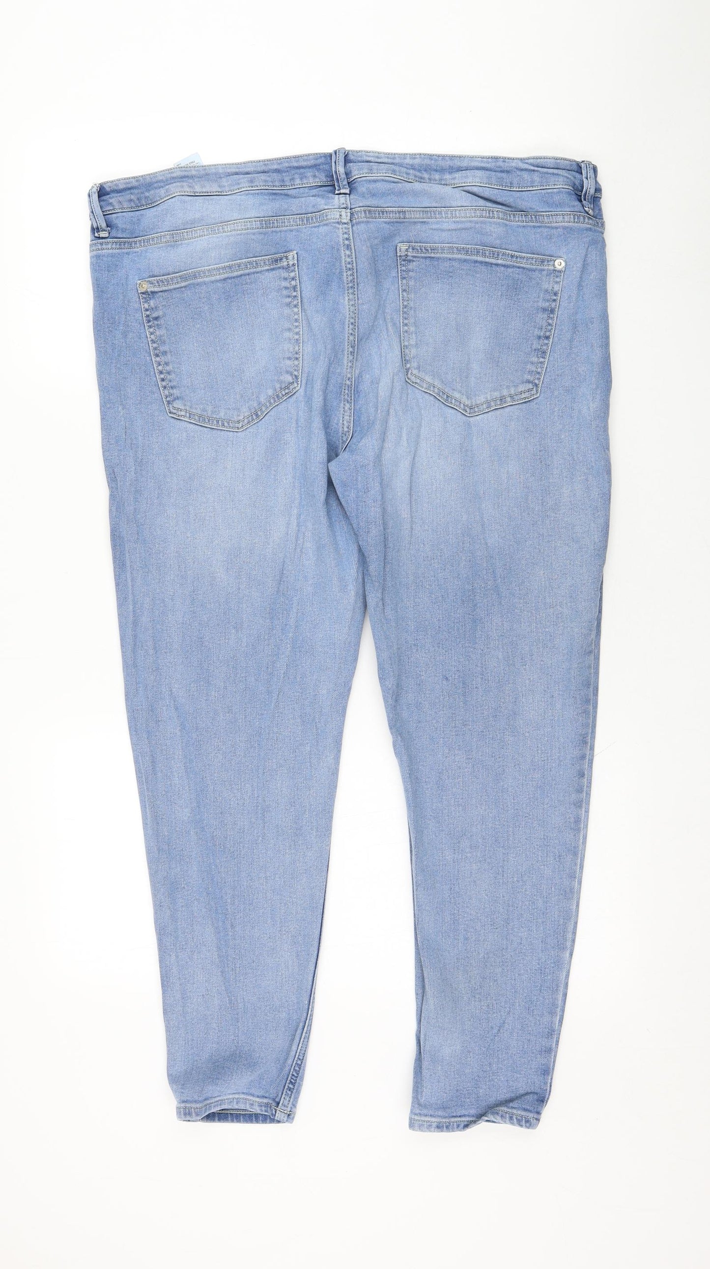 Marks and Spencer Womens Blue  Cotton Straight Jeans Size 18 L26 in Regular Zip
