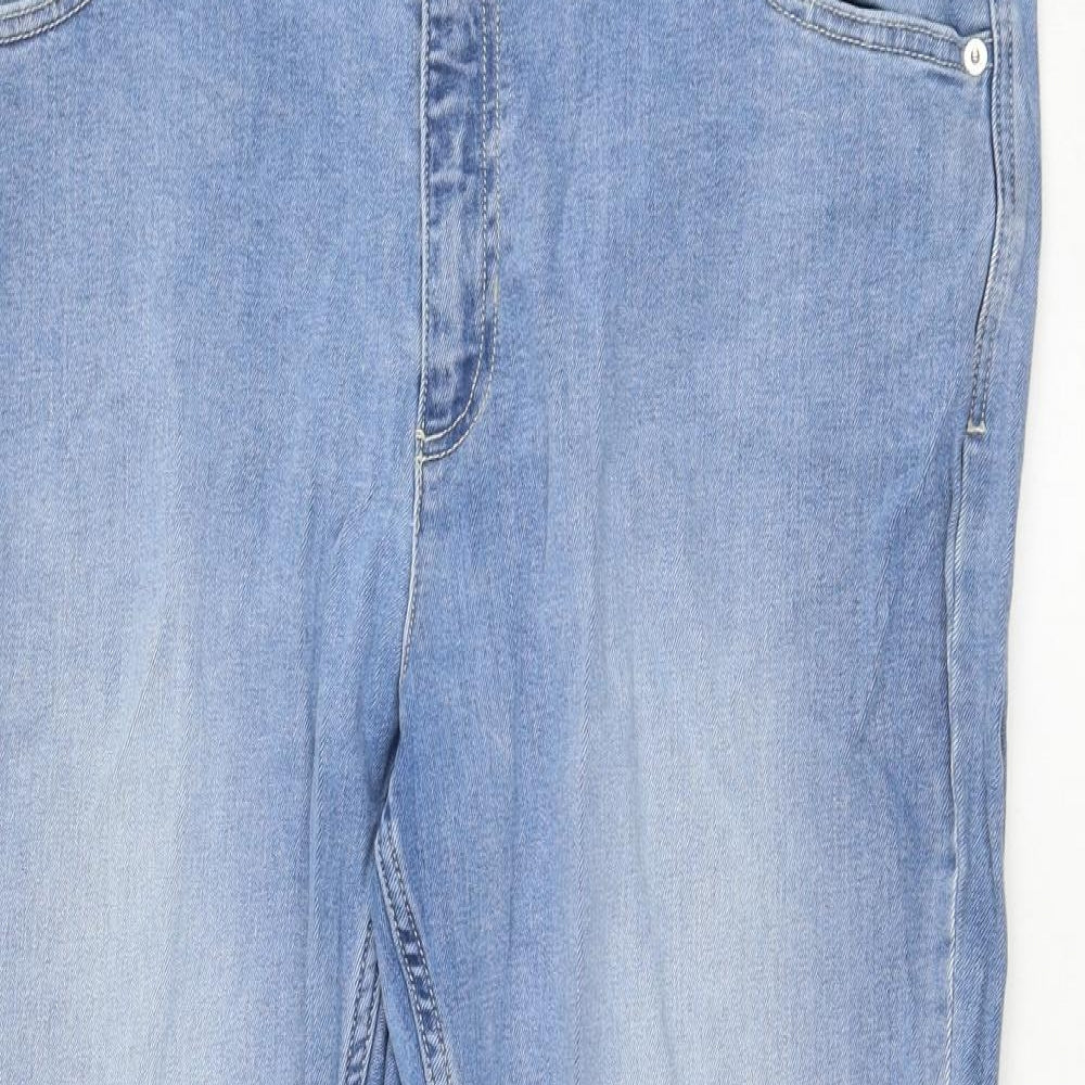 Marks and Spencer Womens Blue  Cotton Straight Jeans Size 18 L26 in Regular Zip