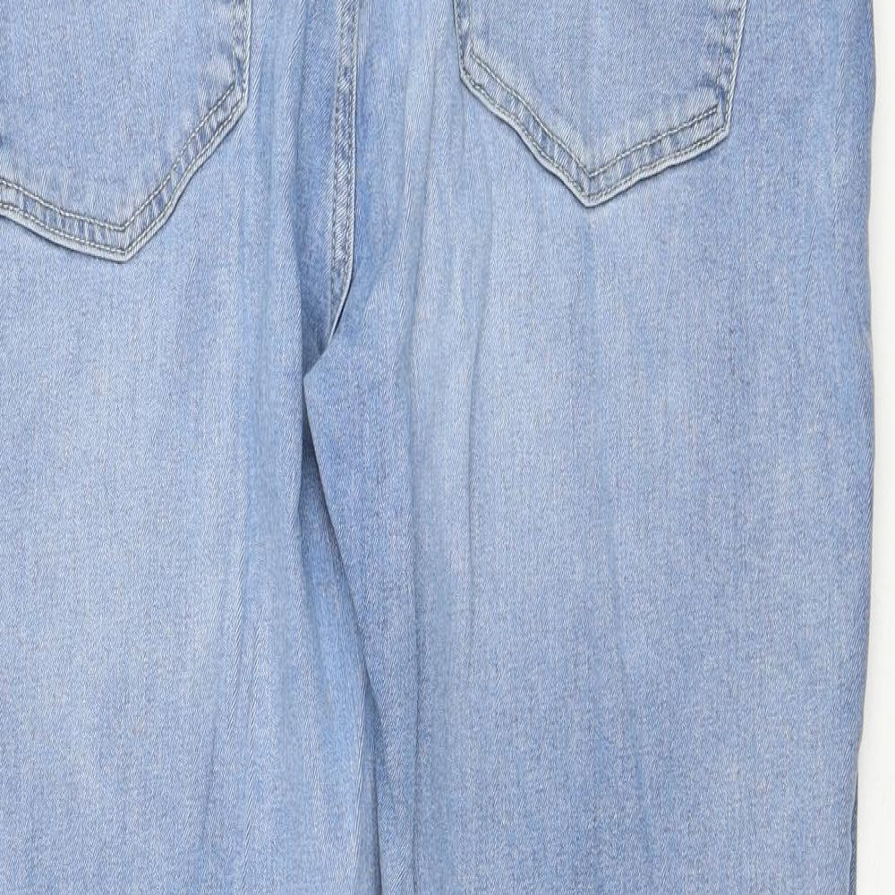 Marks and Spencer Womens Blue  Cotton Straight Jeans Size 18 L26 in Regular Zip