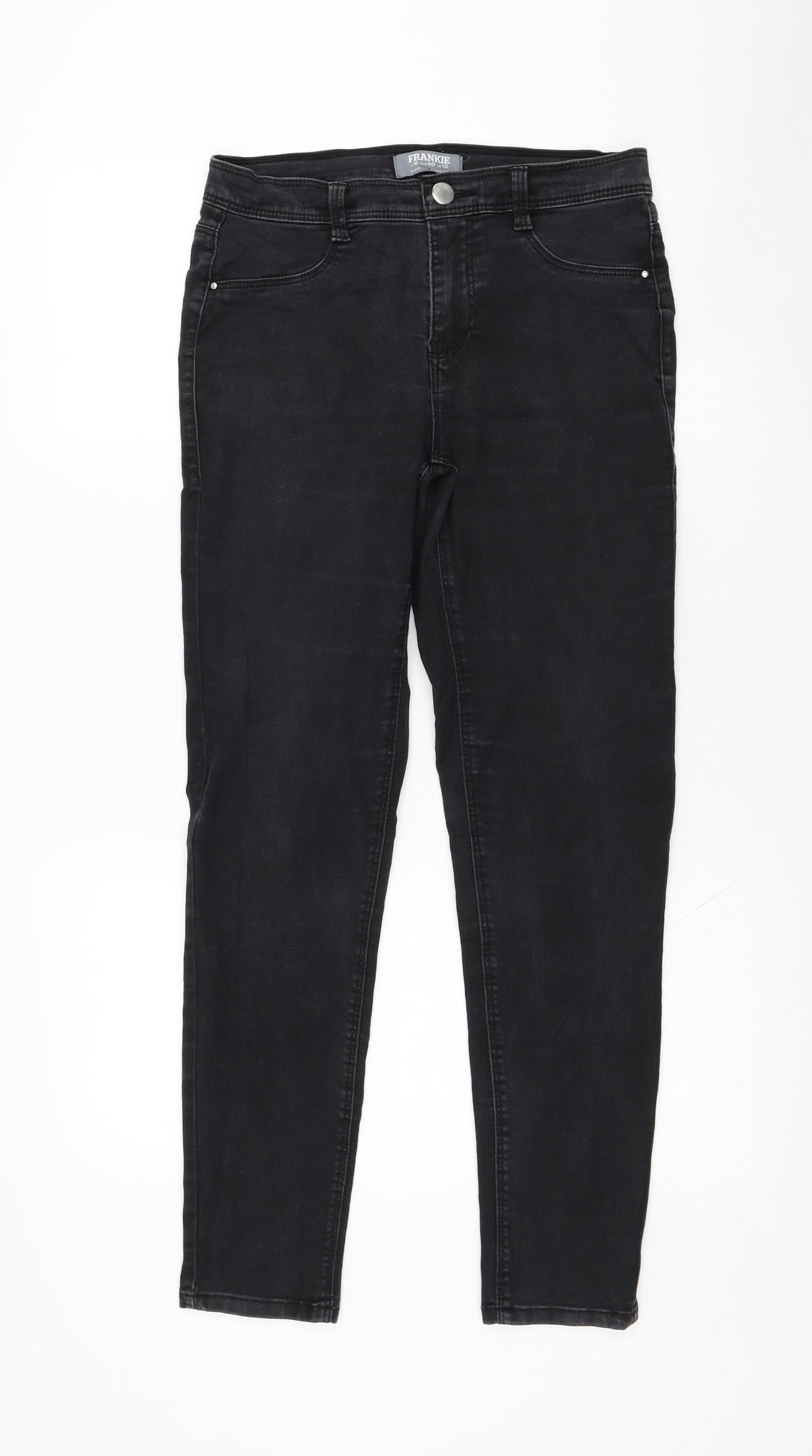 Dorothy Perkins Womens Black  Cotton Skinny Jeans Size 12 L28 in Regular Zip