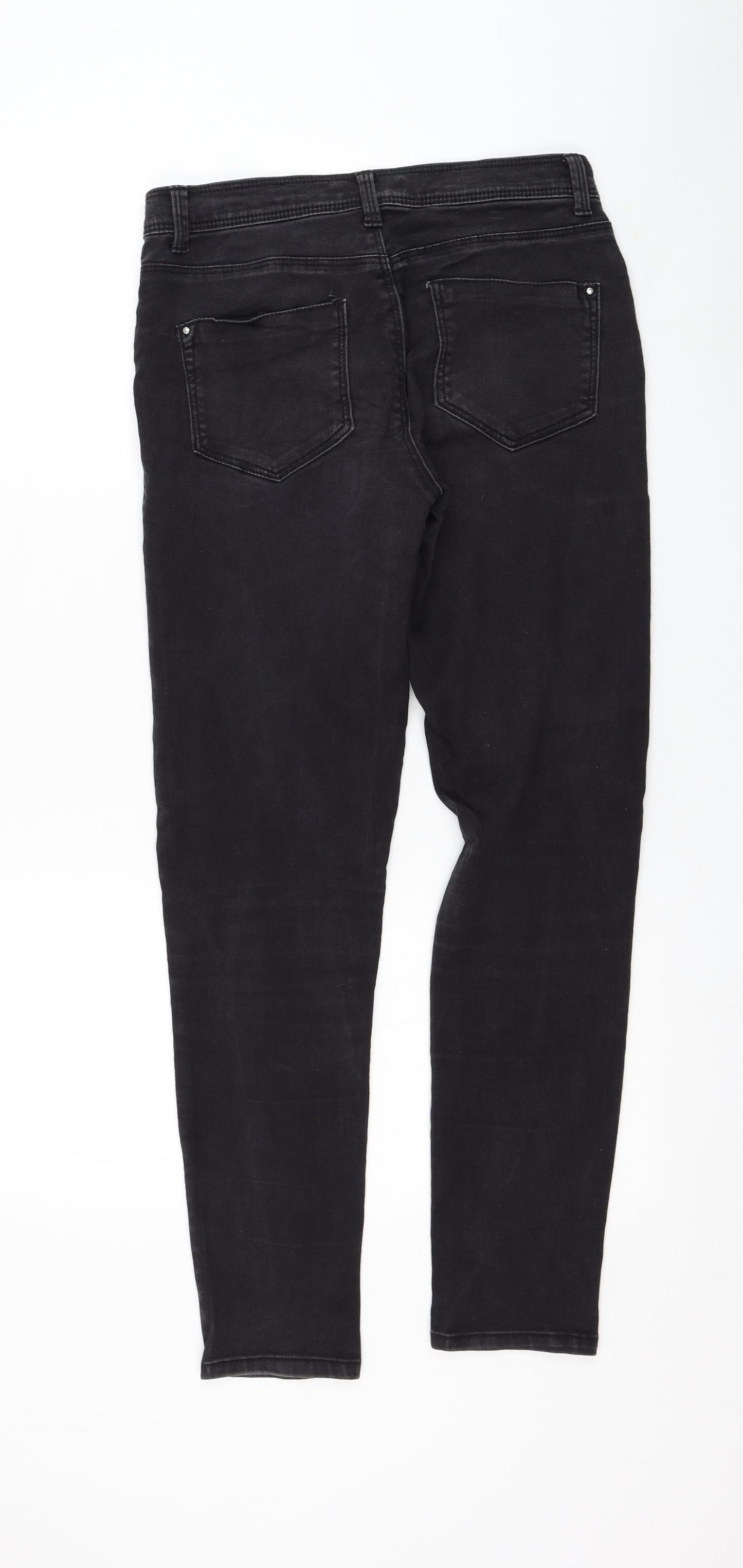 Dorothy Perkins Womens Black  Cotton Skinny Jeans Size 12 L28 in Regular Zip